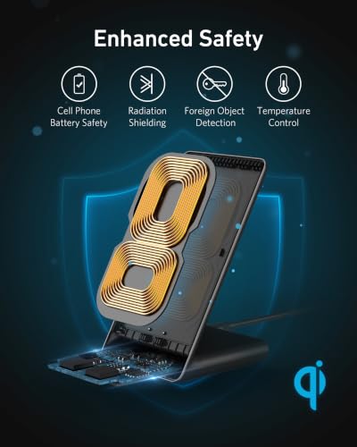 Anker 313 Qi-Certified 10W Max Wireless Charger Stand - color: Black, size: 1pack