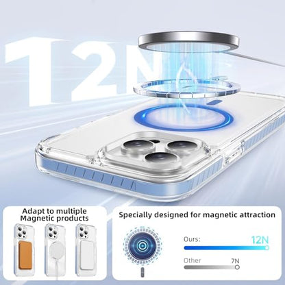 DEERLAMN Magnetic Clear Case for iPhone 12/iPhone 12 Pro 6.1-Inch, [Compatible with Magsafe][Anti-Yellowing] Transparent Slim Shockproof Protective Phone Cover, Blue - color: Blue, size: iPhone 12/12 Pro-6.1 Inch