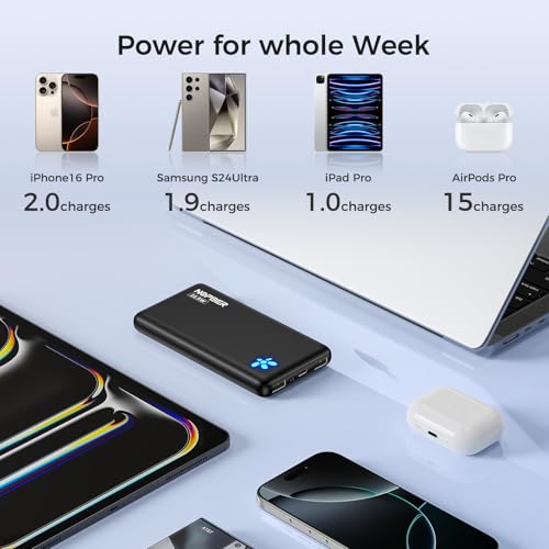 10000mAh Portable Charger 22.5W Ultra Slim Power Bank - color: Black, size: 22.5W