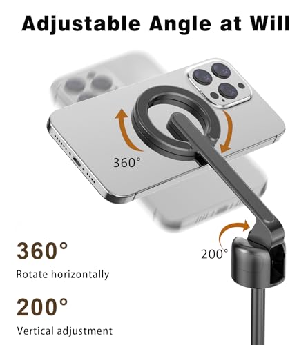 TONEOF 68" Magnetic Aluminum Phone Tripod Selfie Stick for iPhone & Android - color: Black