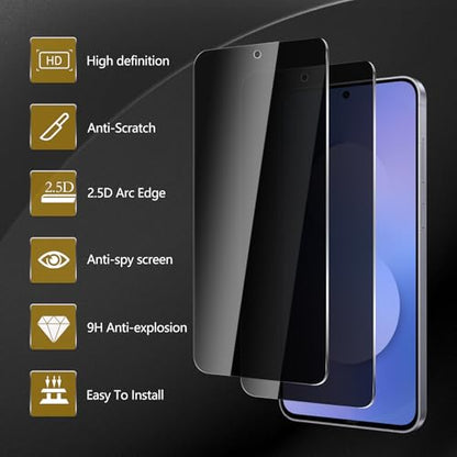 3 Pack Privacy Screen Protector for Samsung Galaxy S25 FE, Anti Spy Tempered Glass 9H Hardness, Black Protector Anti Spy, Bubble Free, Anti-Scratch - size: Galaxy S25 FE FK3
