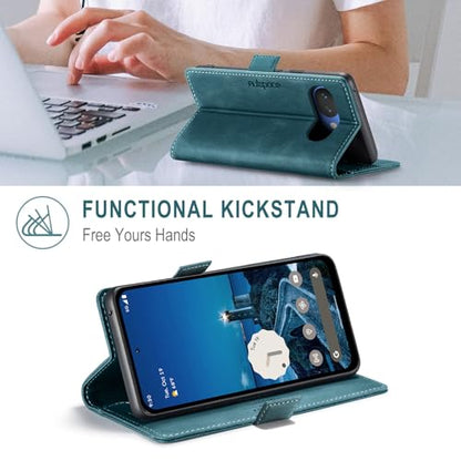 HAII Case for Google Pixel 10a 6.3",PU Leather Folio Flip Wallet Case with Card Holster Stand Kickstand Magnetic Closure Shockproof Phone Cover for Google Pixel 10a (Blue) - color: Blue