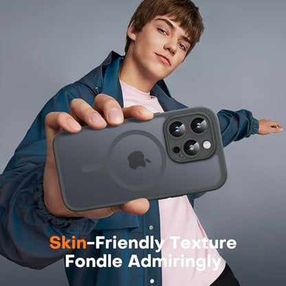 TOCOL Magnetic for iPhone 15 Pro Case, Upgraded Full Camera Protection, Compatible with Magsafe, Drop Protection, Translucent Matte Back Bumper Phone Cover 6.1-Inch (Gray) - color: Gray, size: Iphone 15 Pro