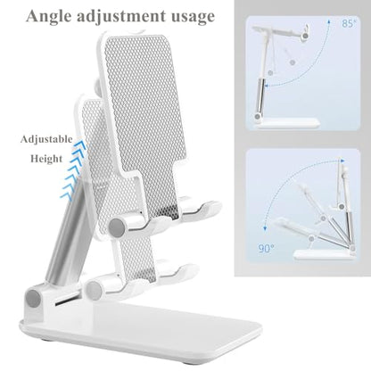 Meetuo 2 Pcs Cell Phone Stand for Desk Adjustable Desktop Phone Holder - color: Black+White