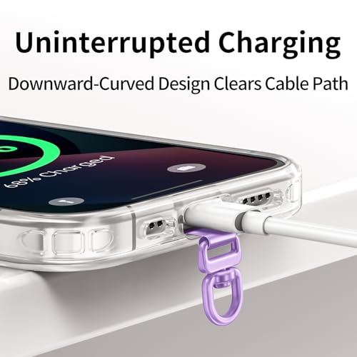 saxsion Phone Tether Tab & Lanyard Tab, 360° Swivel Clip - Ultra Thin Stainless Steel Universal Patch for All Phone Cases - color: Lilac*2