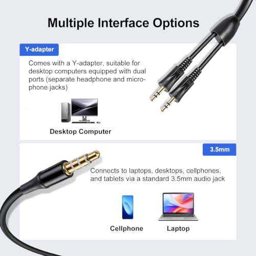X1 Single Ear Office Headset with 3.5mm & Y-Adapter - Noise Cancelling Mic - Wired Call Center Headset for PC Laptop Phone, Zoom & Teams