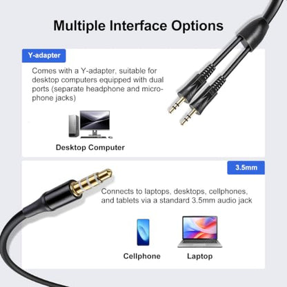 X1 Single Ear Office Headset with 3.5mm & Y-Adapter - Noise Cancelling Mic - Wired Call Center Headset for PC Laptop Phone, Zoom & Teams