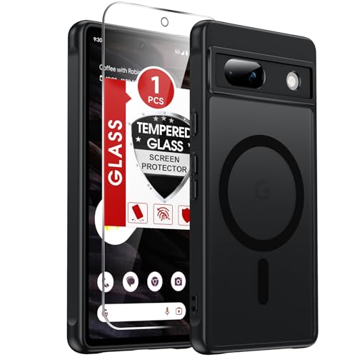 LeYi for Pixel-7A Case Matte [MagSafe Fit] with Screen Protector, Black | Google Pixel 7A Phone Case Magnetic Thin Translucent Military-Grade para Googlr7A Unlocked Android Celulares Mobile - color: Black, size: Pixel 7a (6.1 Inch)