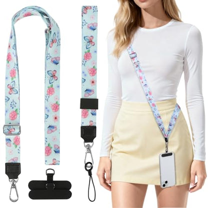 Phone Lanyard Crossbody & Neck, Adjustable Cell Phone Wrist Strap - color: Butterfly
