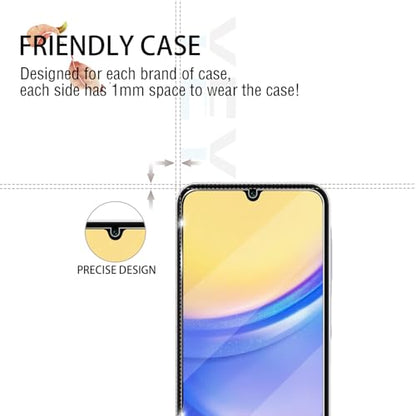 Galaxy A15 HD Clear Tempered Glass Screen Protector + Camera Lens Protectors, [2+2 Pack] [3D Glass] [Anti-Glare] [Bubble-Free] Screen Protector Glass For Samsung Galaxy A15 5G/4G - size: Galaxy A15 5G/4G