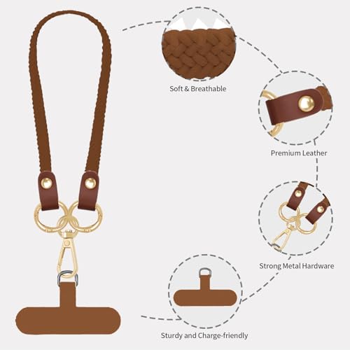 Hovmwey Stretchy Phone Lanyard Tether, 2 Pack Phone Leash Anti-theft Phone Strap for Anti-drop Outdoor Hiking Cycling Climbing Universal for Most Cell Phones, Dark Brown - color: Dark Brown