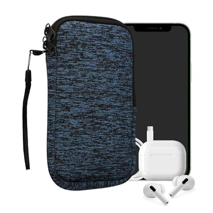 kwmobile Universal Phone Pouch Size XL - 6.7/6.8" - Neoprene Smartphone Pouch with Zip - Water-Repellent Mobile Phone Case - Sleeve in Deep Ocean/Black - color: Deep Ocean / black, size: XL - 6.7/6.8"
