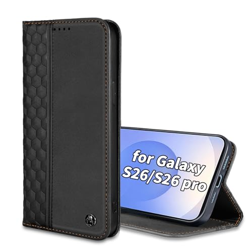 Wallet Case for Samsung Galaxy S26 5G 6.3 inch 2026 - PU Leather Flip Cover with Card Holder Slots, Strong Magnetic Folio Kickstand Phone Case, Black - color: Black, size: Samsung Galaxy S26 6.3"