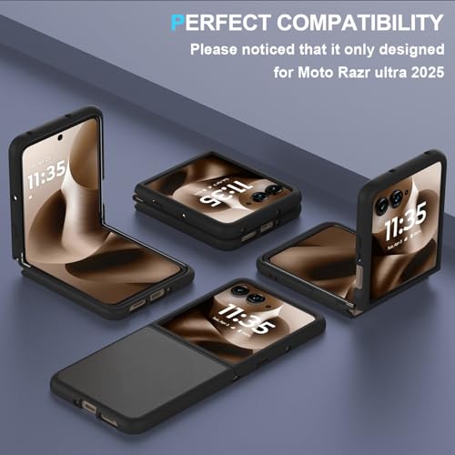 Case for Motorola Razr Ultra 2025/Razr Ultra 2026 Phone Case,Slim-Fit Hard PC Bumper Shockproof Silicone Protective Cases,Black - color: Black-Motorola Razr Ultra 2025/2026
