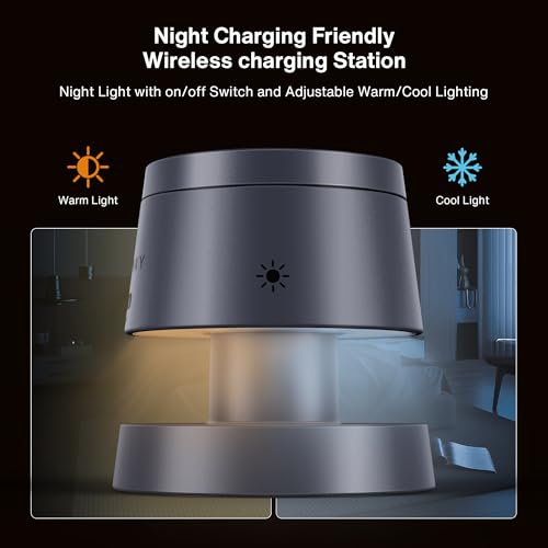 iVANKY 15W Fast 4 in 1 MagSafe Wireless Charger Station with Night Light, 3 in 1 Fast Charging Stand for iPhone 17e/17/16/15/14/13 Pro Max Air, Apple Watch, Airpods（Includes 33W Adapter） ﻿ ﻿ - size: with 33W Adapter