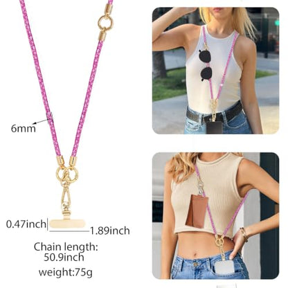 Phone Lanyard Crystal Phone Strap Crossbody, Plum - color: Plum