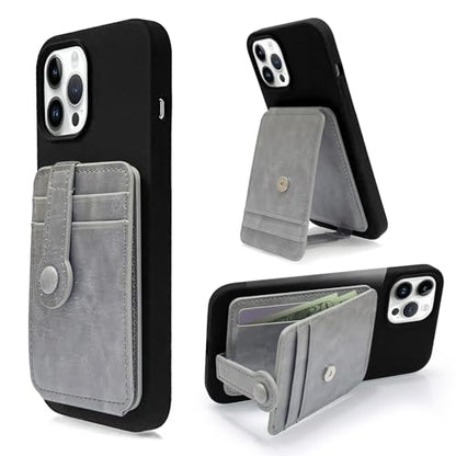M-Plateau Phone Wallet Stick On – Adhesive Card Holder, Durable & Stylish Multi-Functional Wallet Attachment for Cell Phones, Secure and Slim with Adhesive(Pure Grey) - color: Pure Grey