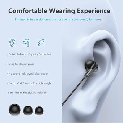 USB-C Noise-Cancelling wired In-Ear Earbuds with mic for iPhone 17/16/15