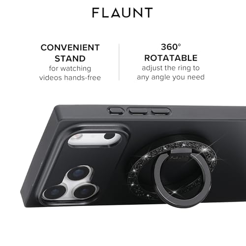 Flaunt MagSafe Phone Ring Holder and Stand - Black Crystal Elegance - color: Black Crystal Elegance