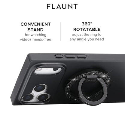 Flaunt MagSafe Phone Ring Holder and Stand - Black Crystal Elegance - color: Black Crystal Elegance