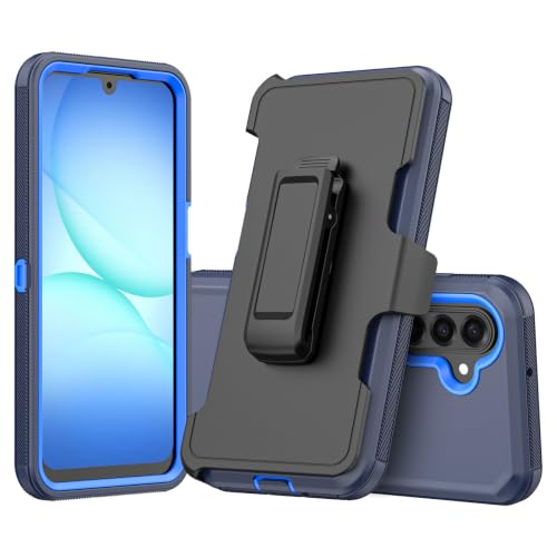 Rugged Phone Case for Samsung Galaxy A18/A17 Blue | Belt Clip Holster & Kickstand Heavy Duty Shockproof Protective Full Body Case (Blue) - color: Blue