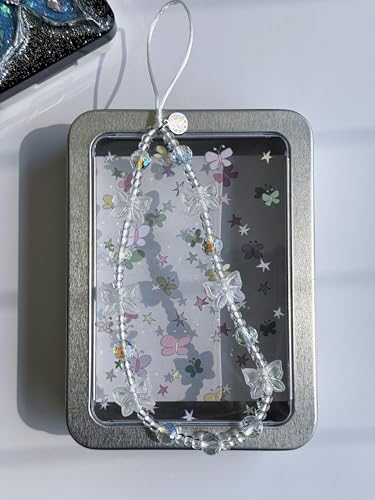Drawwind Phone Charm Beaded Wristlet Strap Universal Cell Phone Lanyard Cute Bracelet Wrist Strap Beaded Chain String Handmade Accessories for Case Camera Bags (Multi Butterfly) - color: Multi Butterfly