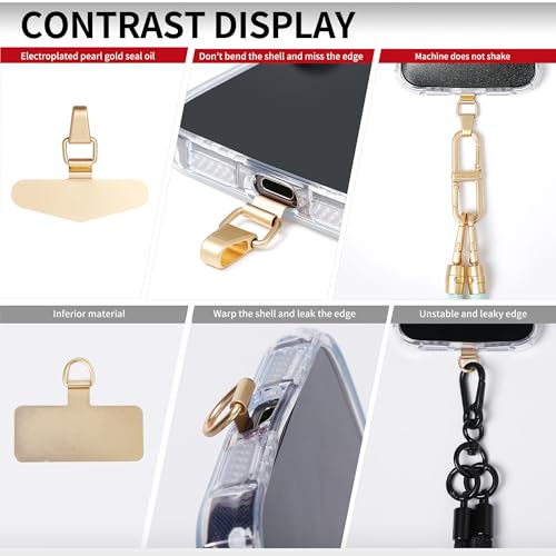 Phone Tether Tab, Bending Design 0.2mm Ultra-thin Stainless Steel Cellphone Lanyard Metal Patch Tether Tab - color: E