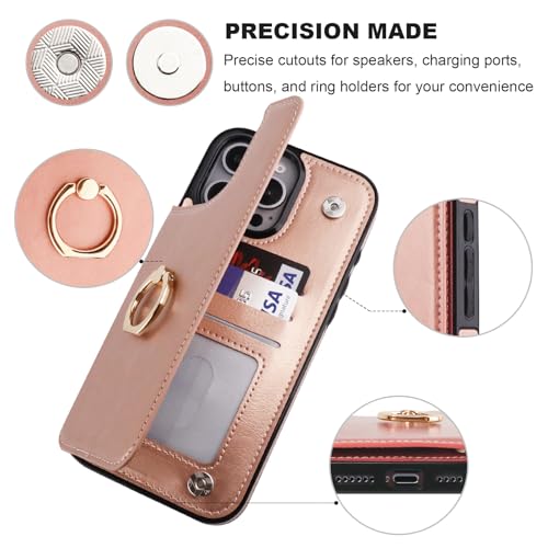 ONETOP for iPhone 16 Pro Max Wallet Case with Credit Card Holder,Rosegold - color: Rose Gold