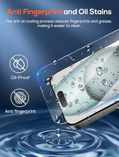 4 Pack for iPhone 15 Screen Protector，Premium Tempered Glass Film 9H Hardness，Scratch Resistant，Bubble Free，Easy Installation，Ultra Durable，HD Clear，Case Friendly [6.1 inch] - size: iPhone 15