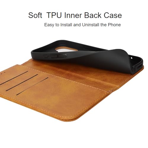 Wallet Case for iPhone 16,Premium PU Leather Flip Folio Case with Card Slot,Stand Holder and Magnetic Closure TPU Shockproof Interior Protective Case,6.1 Inch,Khaki | Premium PU Leather, Flip Folio Purse Case, with Card Slot, Stand Holder,Magnetic Closure