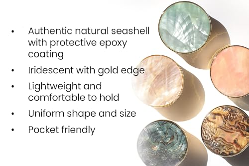 Grips by CRYSTALFY Sea Foam Green Authentic Natural Abalone Seashell Crystal Phone Grip Holder, Expanding Kickstand, Natural Gemstone Swappable Top Accessory for iPhone, iPad, Kindle, Mobile Devices - color: Sea foam Green