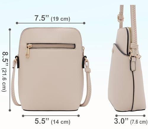 Small Crossbody Bag with Gold Hardware, Mini Shoulder Purse with Adjustable Strap - color: Nude