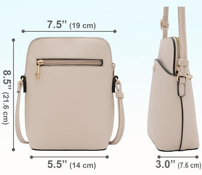 Small Crossbody Bag with Gold Hardware, Mini Shoulder Purse with Adjustable Strap - color: Nude