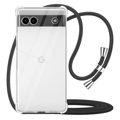 for Google Pixel 6a Lanyard Strap Case Adjustable Cord Neck Shoulder Crossbody Clear Mobile Phone Cover Durable Soft Slim Fit Cover Women Shockproof Phone Case for Pixel 6a - Black - size: for Google Pixel 6a