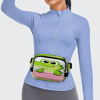 Bathtub Gator Fanny Packs for Women Men Double Layer Fashion Waist Pack Adjustable Belt Bag with Pockets Small Crossbody Bags for Running Hiking Workout Travel Daily Use