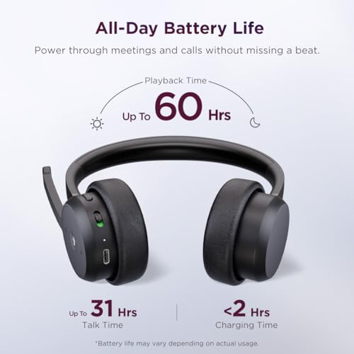 Lenovo Wireless VoIP Headset Teams Certified, Noise-Canceling Mic, Bluetooth 5.3 Multipoint, USB-A Receiver, 31-Hour Talk & 60-Hour Playback, Lightweight Over-Ear Design, Replaceable Earcups - style: Wireless - ENC (Teams)