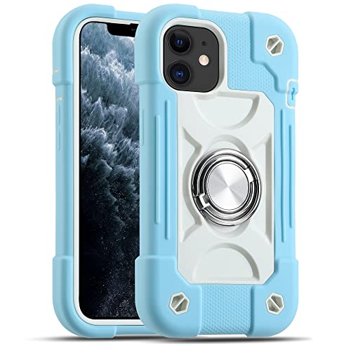 MARKILL Compatible with iPhone 11 Case 6.1 Inch with 360°Rotate Ring Stand, Military Grade Drop Protection Full Body Rugged Heavy Duty Case 3 in 1 Protective Cover - color: Ice Blue, size: iPhone 11 6.1"