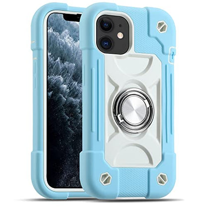 MARKILL Compatible with iPhone 11 Case 6.1 Inch with 360°Rotate Ring Stand, Military Grade Drop Protection Full Body Rugged Heavy Duty Case 3 in 1 Protective Cover - color: Ice Blue, size: iPhone 11 6.1"