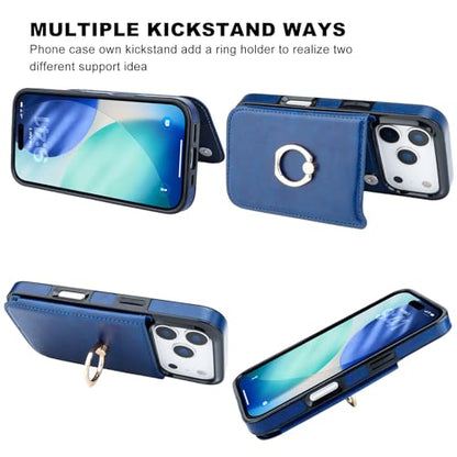 ONETOP for iPhone 18/17 Pro Wallet Case with Credit Card Holder,Blue - color: Blue
