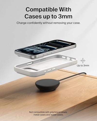 Belkin Qi2 25W Magnetic Wireless Charging Pad, Fast Charging, No Adapter - color: Black, style: No Power Supply Included