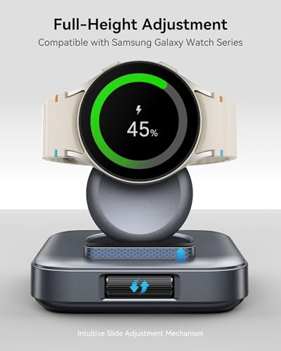 Portable Charger for Samsung Watch 8/Ultra/7/6, 1800mAh Charger for Travel - color: Tech Grey