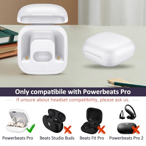Replacement Charging Case Compatible for Powerbeats Pro, Charger Case with Bluetooth Pairing Sync Button, 700 mAh Built-in Battery, Capable of Charging 3 Times - color: Powerbeats Pro 1 White