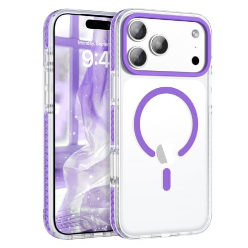 BENTOBEN Magnetic for iPhone 17 Pro Max Case 6.9", Compatible with Magsafe Shockproof Protective Bumper Cute Transparent Slim Anti-Yellowing Case for iPhone 17 ProMax Cover,Clear Deep Purple - color: Clear Deep Purple, size: for iPhone 17 Pro Max 6.9"