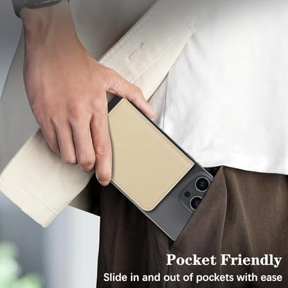 Lipvina For MagSafe Wallet with Kickstand - Magnetic Card Holder RFID Blocking Compatible with iPhone 17/16/15/14/13/12 Series Pro/Max/Plus (Beige) - color: Beige