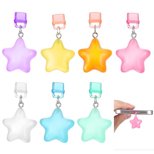 ElevateTech 7Pcs Glow in The Dark Star Charm Dust Plug Port Cover Accessory
