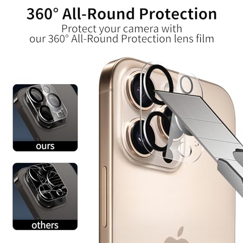 2 Pack Privacy Screen Protector for iPhone 16 Pro Max with 2 Pack Camera Lens Protector, 9H Hardness Double Shatterproof Anti-Spy Tempered Glass Film, Easy Installation - size: iPhone 16 Pro Max