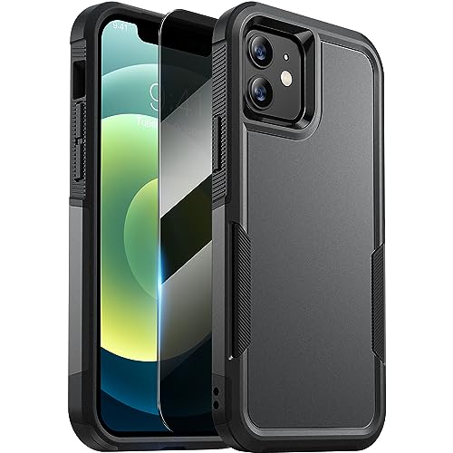 Diaclara Designed for iPhone 12 Case/iPhone 12 Pro Case, [with Privacy Screen Protector] [Anti Spy] [Military Grade Drop Protection] Heavy Duty Full-Body Shockproof Phone Case, Black - color: Black, size: iPhone 12 & iPhone 12 Pro 6.1"