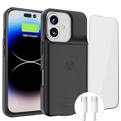 Alpatronix Battery Case Compatible with iPhone 17, Portable Strong Slim Protective Extended Charger Cover, 15W Fast Charging, High Capacity with Wireless Charging Case for iPhone 17. Black - size: Apple iPhone 17
