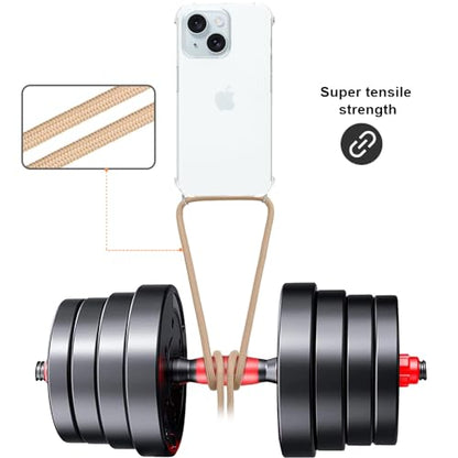 Strap Case for iPhone 15 Crossbody Cover for Women Crystal Clear Soft TPU Shockproof Anti-Yellowing Anti-Scratch Protective Cell Phone Case with Adjustable Lanyard for iPhone 15 - Beige - size: for iPhone 15