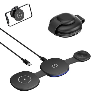 3-in-1 MagSafe Wireless Charger for Apple Devices,15W Fast Charging Station - size: 15W Black 1Pack